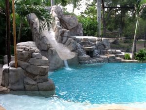 Custom concrete caves, waterslides and pools
